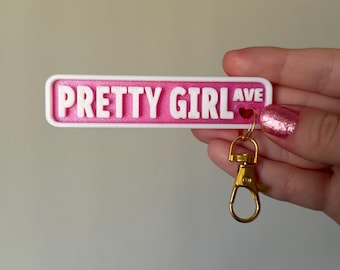 Pretty Girl Avenue Mini Street Sign Keychain | 3D-Printed Sabrina House Tour Decor