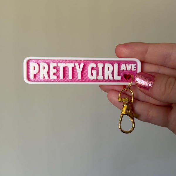 Pretty Girl Avenue Mini Street Sign Keychain | 3D-Printed Sabrina House Tour Decor