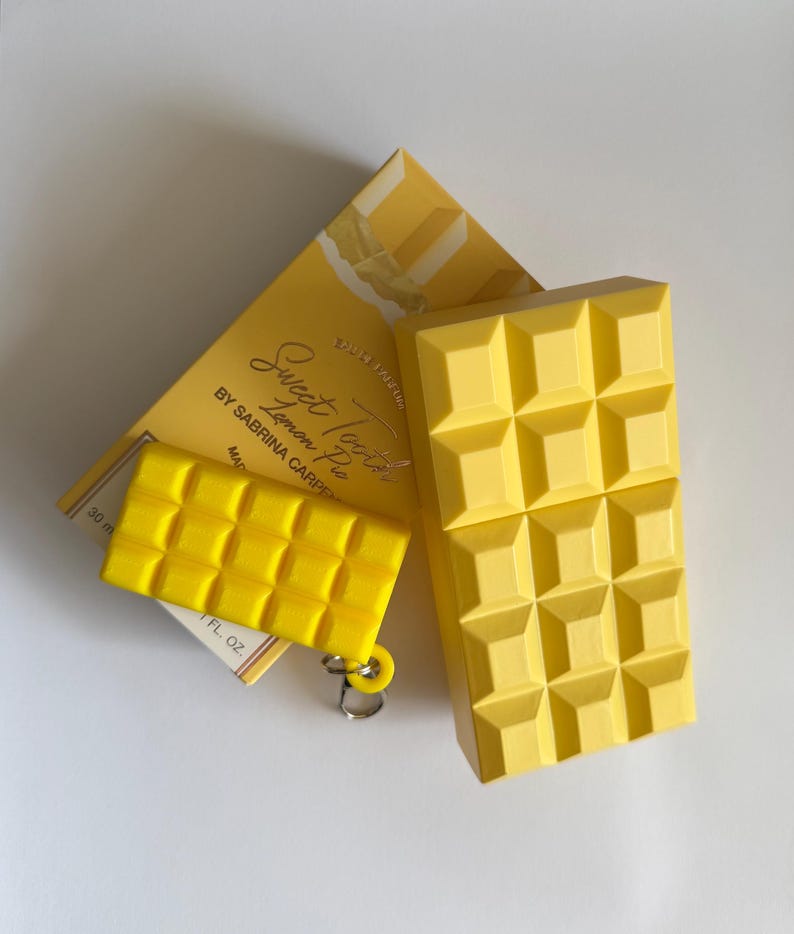 Sabrina Sweet Tooth Perfume Keychain Charm or Figurine | Espresso, Lemon Pie, Cherry | 3D-Printed Lemon Pie (Yellow)