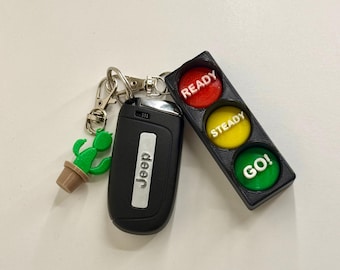 Ready Steady Go! Keychain | Kiss All The Time. Disco, Occasionally. | 3D-Printed Traffic Light Bag Charm