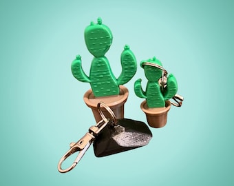 Opalite Toxic Cactus and Rock Mini Keychains & Figurine | 3D-Printed