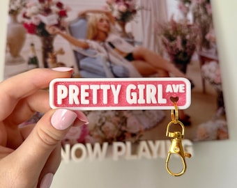 Pretty Girl Avenue Mini Street Sign Keychain | 3D-Printed Sabrina House Tour Bag Charm