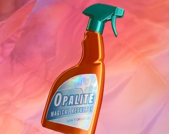 Opalite Spray Bottle Figurine or Keychain | 3D-Printed Merch with Holographic & Sparkle Options