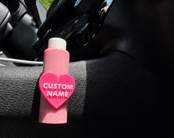 Custom Name Heart Chapstick Holder | 3D-Printed Car, Desk, or Vanity Decor | Lip Balm Storage