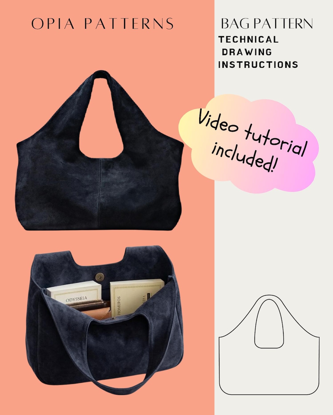 Hobo Bag Sewing Pattern | Beginner Friendly Tote, Shoulder Bag (PDF ...
