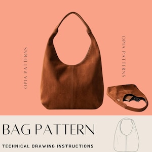 Patrón de bolso hobo / PDF digital fácil / Bolso de mujer / Bolso de hombro / Regalo de costura / (PDF imprimible A4)