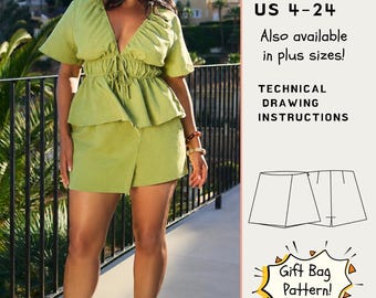 Mini Skort naaipatroon | Grote maten zomerskort (PDF-download)