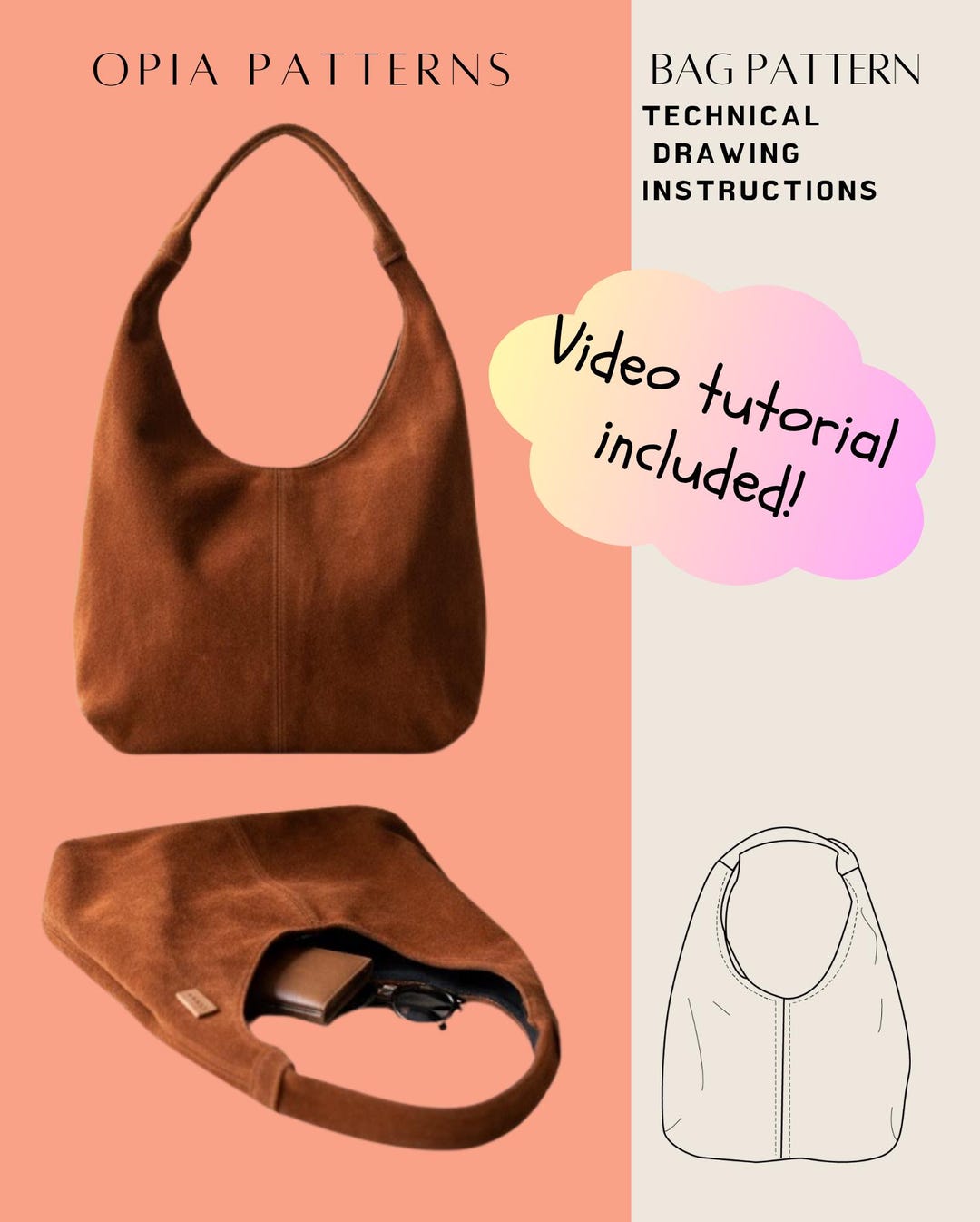 Hobo Bag Sewing Pattern | Beginner Friendly Tote (PDF Download) - Etsy