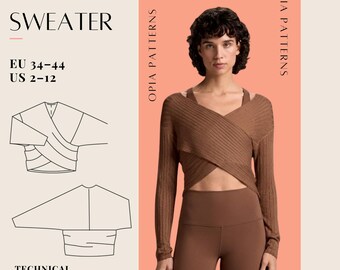 Naaipatroon wikkeltrui | Top met lange mouwen, XS–XXL (afdrukbare A4-pdf)