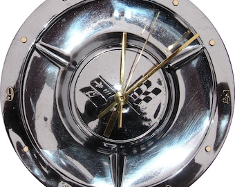 Sale: Corvette Hubcap Clock, Chevy '50s and '60s  with numbering (a-SQD)