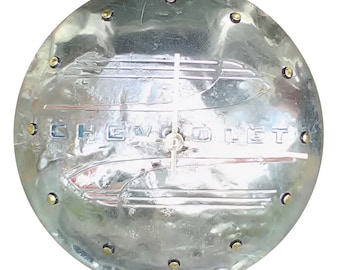 Chevy Hubcap Clock, 1950s', detailed with dots for numbering (hub cap)
