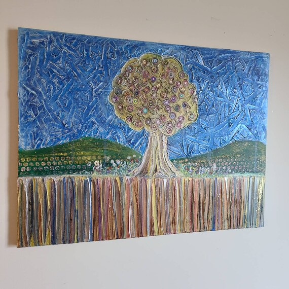 Tree Painting Original Heavy Texture Beautiful Colors and Etsy