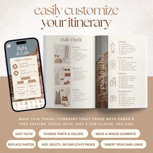 Travel Itinerary Template, Mobile Italy Travel Guide, Canva Trip Planner, Travel Agent Itinerary, Holiday Honeymoon Planner, Vacation Guide