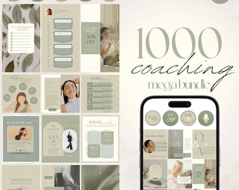 1000 Coaching Instagram Templates: Life Coach Social Media Bundle (Canva)