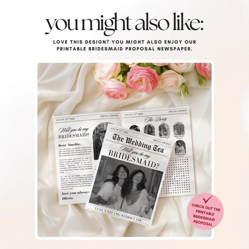 Bridesmaid Newspaper Video Proposal: Personalized Video Invitation Template, Maid of Honor Invite (Canva)