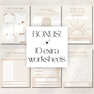 Vision Board Kit: Printable Goal Setting and Manifestation Planner (Affirmations, Words & Positive Quotes)