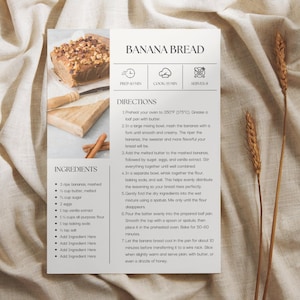 Simple Recipe Card Template: Printable Recipe Journal Sheet in A4/US letter (Canva Template)