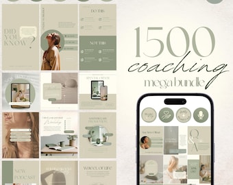 1500 plantillas de Instagram para coaching: Paquete de redes sociales para coaches de vida (Canva)