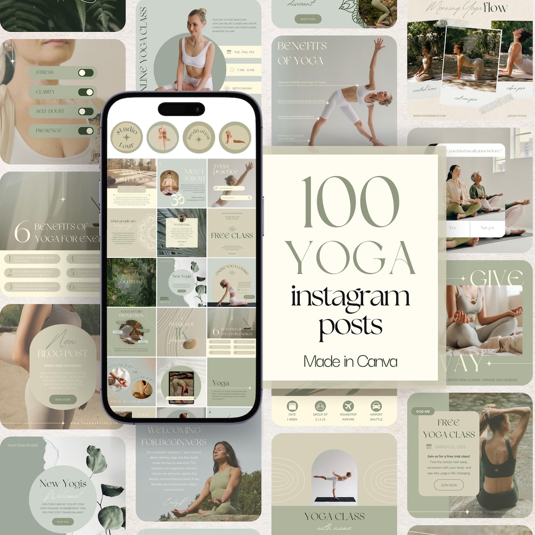 Yoga Instagram Post Templates: Yoga Studio & Instructor Social Media ...