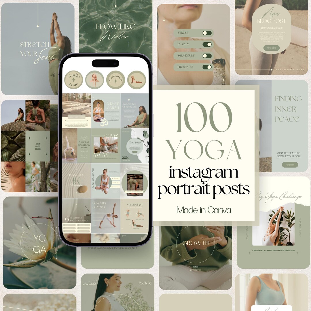 Yoga Instagram Post Templates: Yoga Studio & Instructor Social Media ...