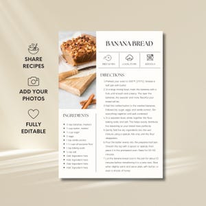 Simple Recipe Card Template: Printable Recipe Journal Sheet in A4/US letter (Canva Template)