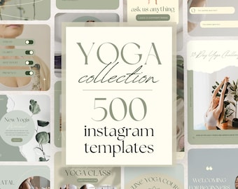 500 Yoga Instagram Templates: Yoga Studio & Instructor Branding Kit (Canva)