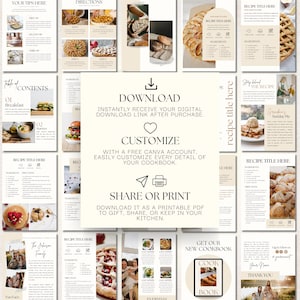 Printable Family Cookbook Template: Digital & Custom Recipe E-book (Homemade Printable Recipes, Canva)