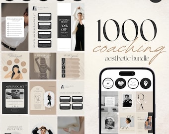 1000 Coaching Instagram Template Bundle: Life & Wellness Coach Social Media (Canva)