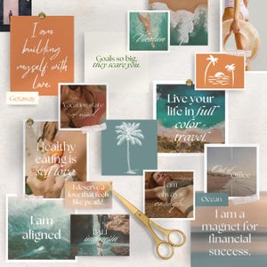 Vision Board Kit: Printable Goal Setting and Manifestation Planner (Affirmations, Words & Positive Quotes)