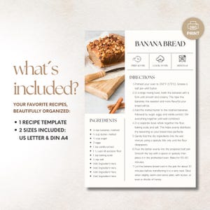 Simple Recipe Card Template: Printable Recipe Journal Sheet in A4/US letter (Canva Template)
