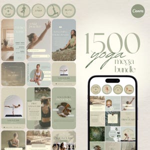 Modèle Instagram yoga, publication sur les réseaux sociaux d'un professeur de studio de yoga, bien-être Canvas, kit de branding pour coach, histoires Instagram fitness, publications, bobines