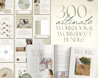 320-Page Coaching Workbook & Worksheet Template: Ebook Lead Magnet Mental Health (Canva)