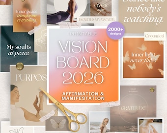 2026 Printable Vision Board Bundle: 2000+ Manifestation, Quotes & Positive Affirmations