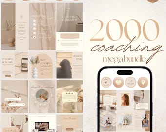 2000 Coaching Instagram Templates: Life Coach Social Media Bundle (Canva)