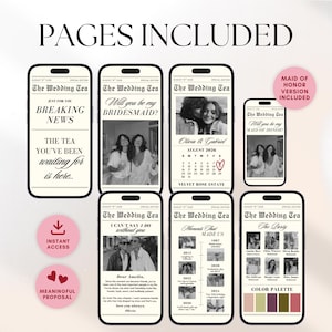 Bridesmaid Newspaper Video Proposal: Personalized Video Invitation Template, Maid of Honor Invite (Canva)