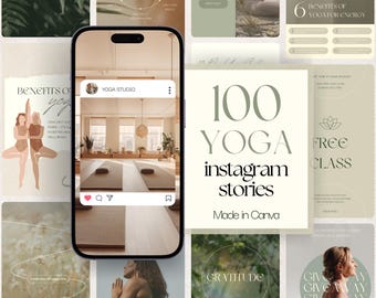 Yoga Instagram Story Templates: Yoga Studio & Instructor Social Media Content (Canva)