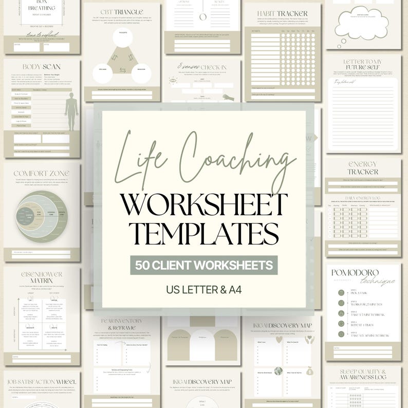 Life Coaching Worksheets Template: Wellness Coach Tools for Mental ...