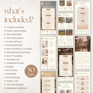 Travel Itinerary Template, Mobile Italy Travel Guide, Canva Trip Planner, Travel Agent Itinerary, Holiday Honeymoon Planner, Vacation Guide