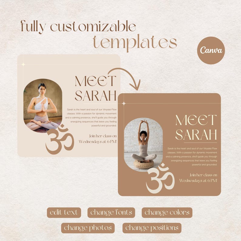 Yoga Instagram Post Templates: Wellness & Yoga Instructor Social Media ...