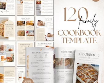 Plantilla de libro de recetas: Libro de cocina familiar imprimible (Recetas digitales y personalizadas, Canva)