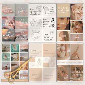 Vision Board Kit: Printable Goal Setting and Manifestation Planner (Affirmations, Words & Positive Quotes)