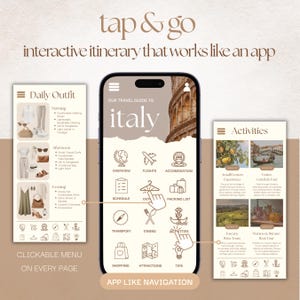 Travel Itinerary Template, Mobile Italy Travel Guide, Canva Trip Planner, Travel Agent Itinerary, Holiday Honeymoon Planner, Vacation Guide