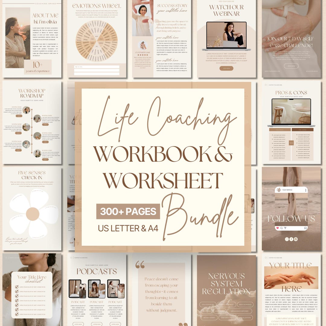 Life Coaching Workbook & Worksheet Template: Wellness Coach + Therapy ...