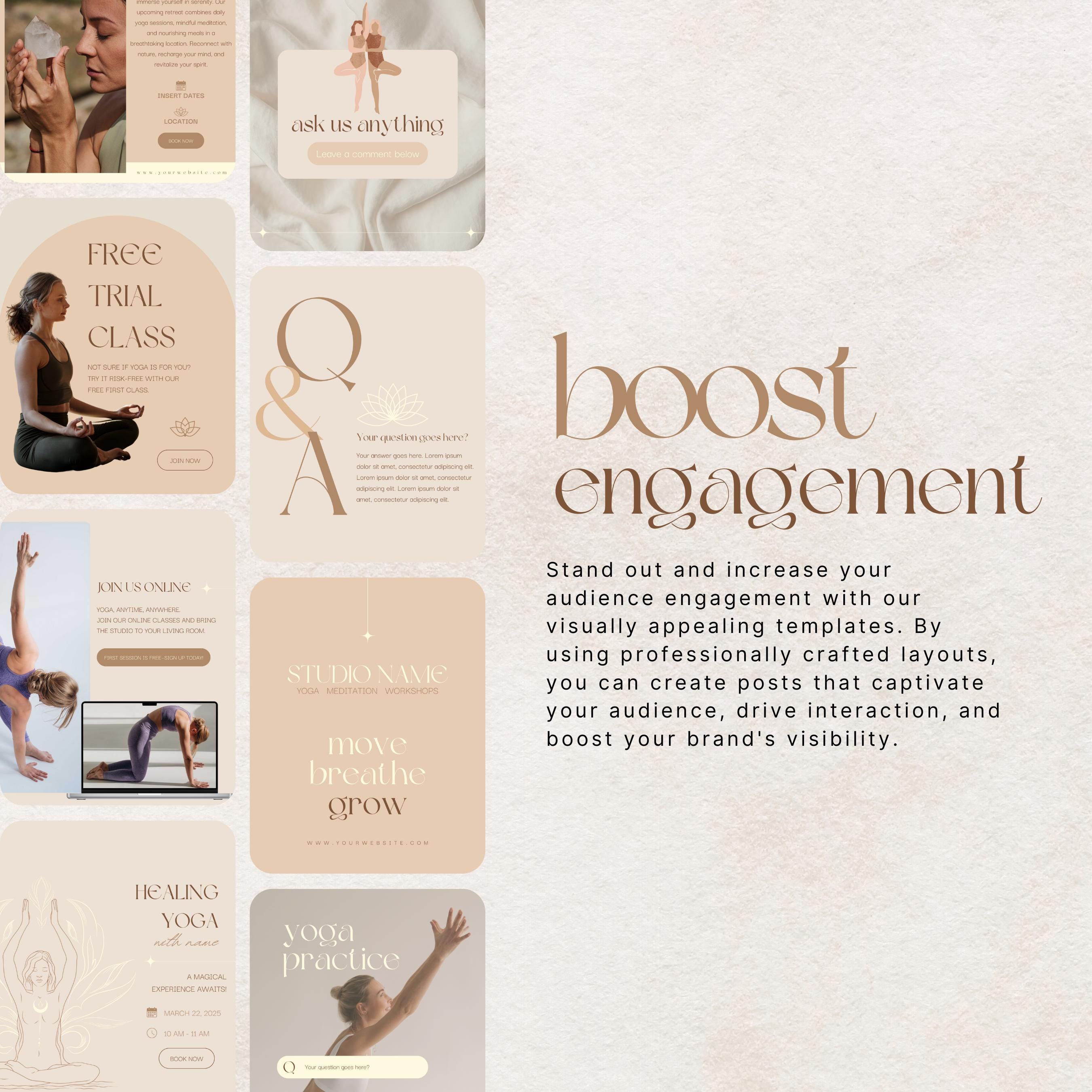 Yoga Instagram Post Templates: Wellness Studio Social Media, Story ...