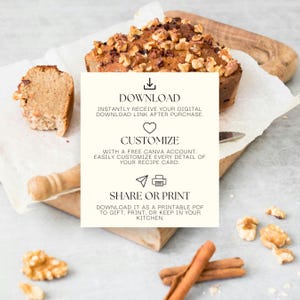 Simple Recipe Card Template: Printable Recipe Journal Sheet in A4/US letter (Canva Template)