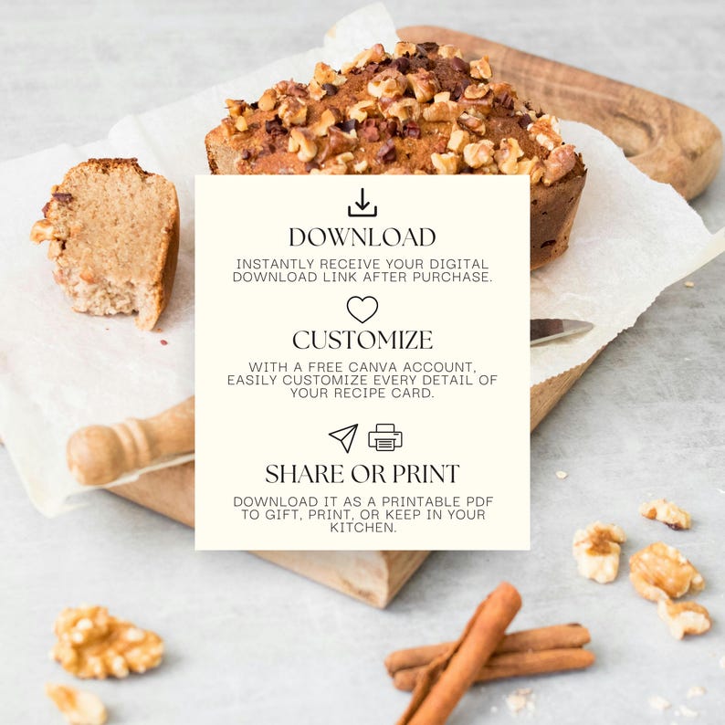 Simple Recipe Card Template: Printable Recipe Journal Sheet in A4/US letter (Canva Template)