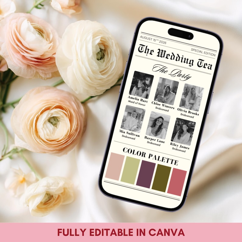Bridesmaid Newspaper Video Proposal: Personalized Video Invitation Template, Maid of Honor Invite (Canva)
