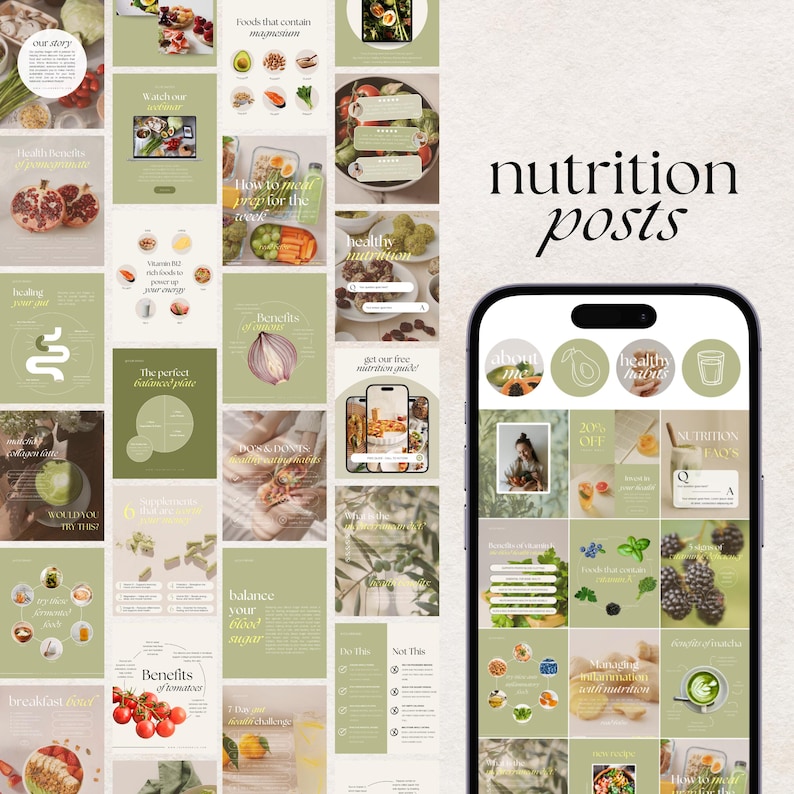 500 Nutrition Coach Instagram Templates: Health & Wellness Social Media ...
