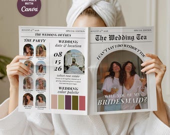 Bridesmaid Proposal: Printable Newspaper Bouquet Template, Maid of Honor Proposal (Canva)