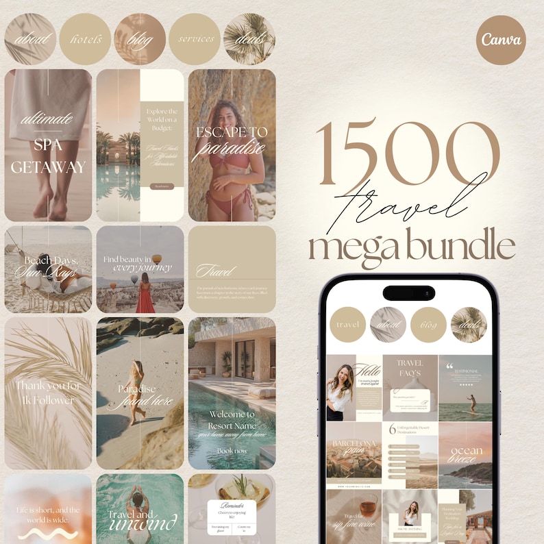 1500 Travel Instagram Templates: Social Media Travel Agent Branding Kit ...